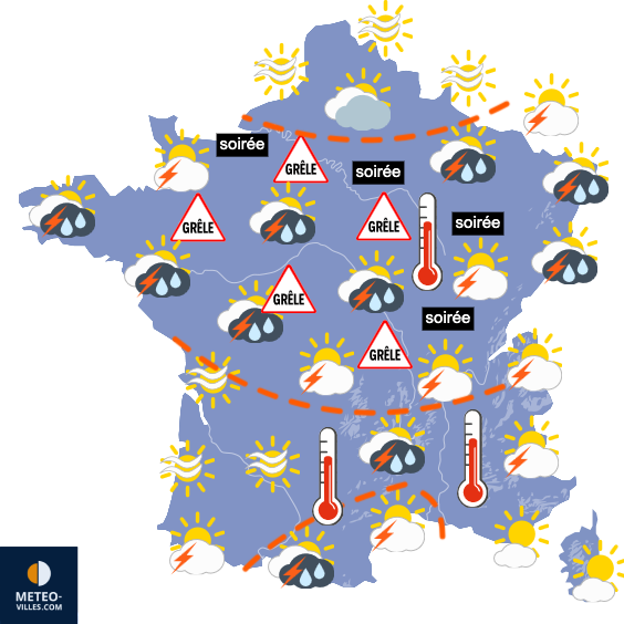 Carte de prévisions du temps du Mercredi 15 juillet 2026