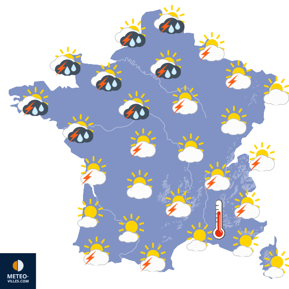Carte de prévisions du temps du Samedi 18 juillet 2026