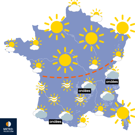 Carte de prévisions du temps du Mardi 14 juillet 2026