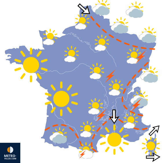Carte de prévisions du temps du Jeudi 16 juillet 2026
