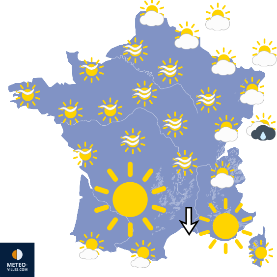 Carte de prévisions du temps du Lundi 13 juillet 2026