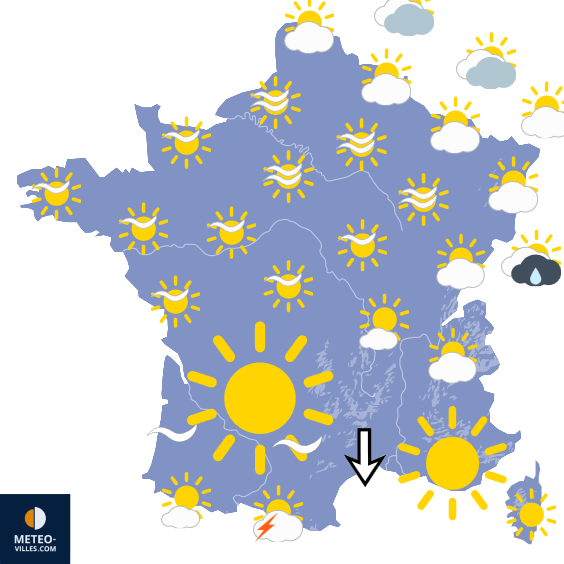 Carte de prévisions du temps du Mardi 14 juillet 2026