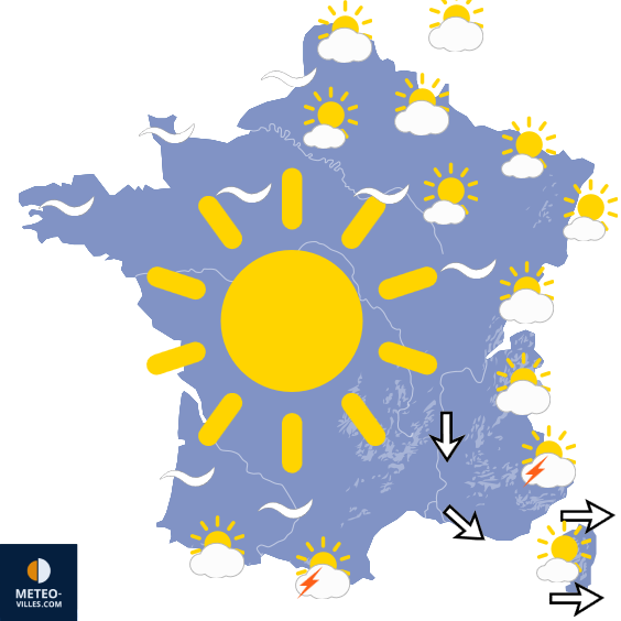 Carte de prévisions du temps du Mercredi 15 juillet 2026