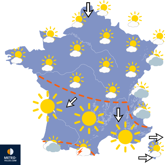 Carte de prévisions du temps du Jeudi 16 juillet 2026