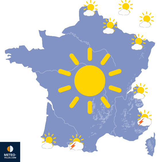 Carte de prévisions du temps du Mardi 14 juillet 2026