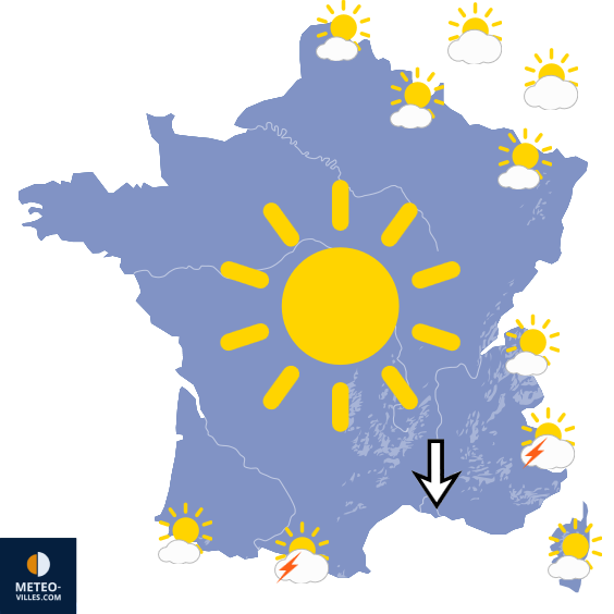 Carte de prévisions du temps du Mercredi 15 juillet 2026