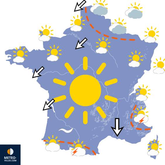 Carte de prévisions du temps du Jeudi 16 juillet 2026