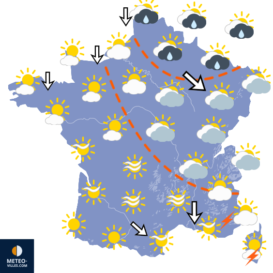 Carte de prévisions du temps du Samedi 18 juillet 2026