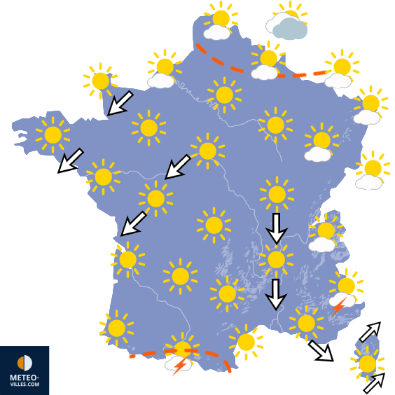 Carte de prévisions du temps du Dimanche 19 juillet 2026