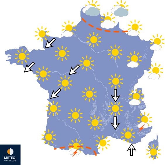 Carte de prévisions du temps du Lundi 20 juillet 2026