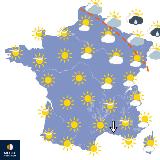 Carte de prévisions du temps du Samedi 18 juillet 2026