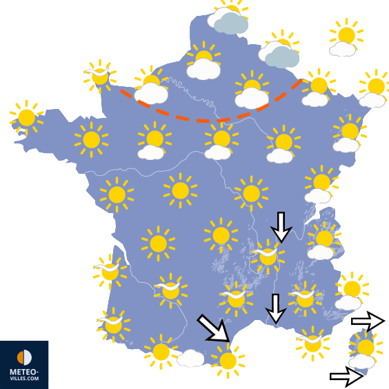 Carte de prévisions du temps du Lundi 20 juillet 2026