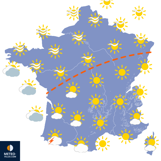 Carte de prévisions du temps du Lundi 20 juillet 2026