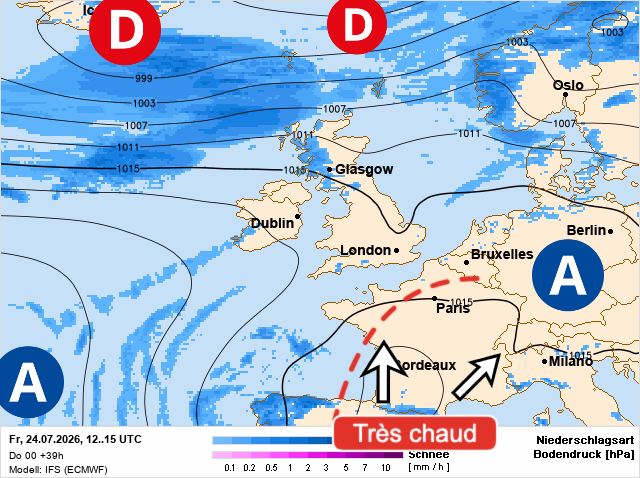 Carte de prévisions d'europe du Vendredi 24 juillet 2026