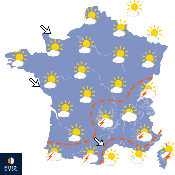 Carte de prévisions du temps du Dimanche 19 juillet 2026