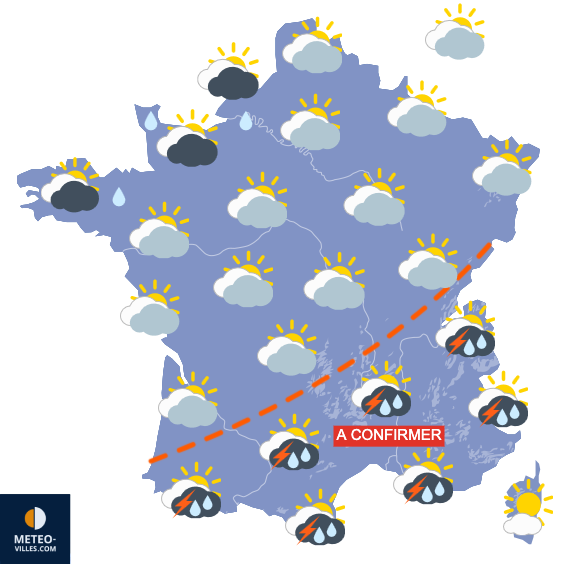 Carte de prévisions du temps du Lundi 20 juillet 2026