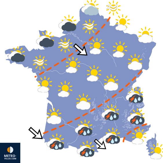 Carte de prévisions du temps du Mardi 21 juillet 2026
