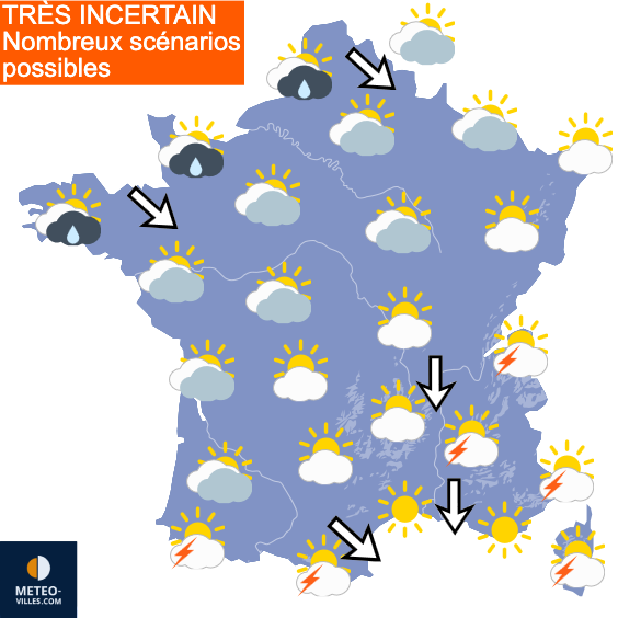 Carte de prévisions du temps du Samedi 18 juillet 2026