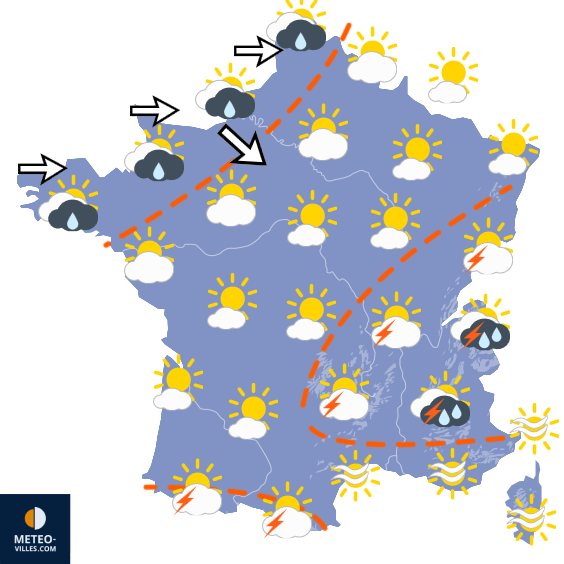 Carte de prévisions du temps du Dimanche 19 juillet 2026