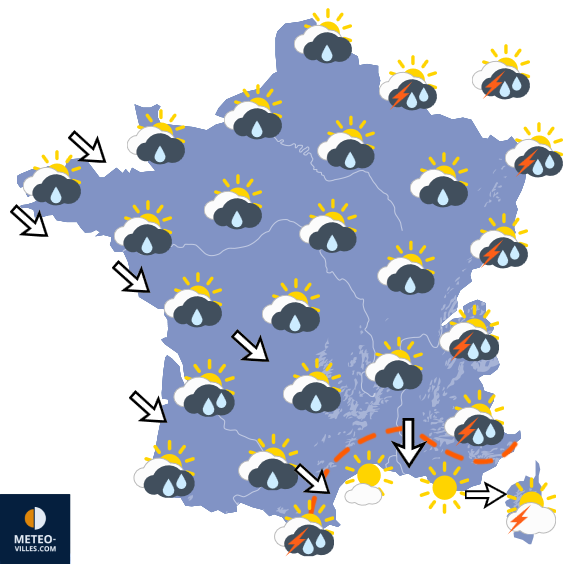 Carte de prévisions du temps du Lundi 20 juillet 2026