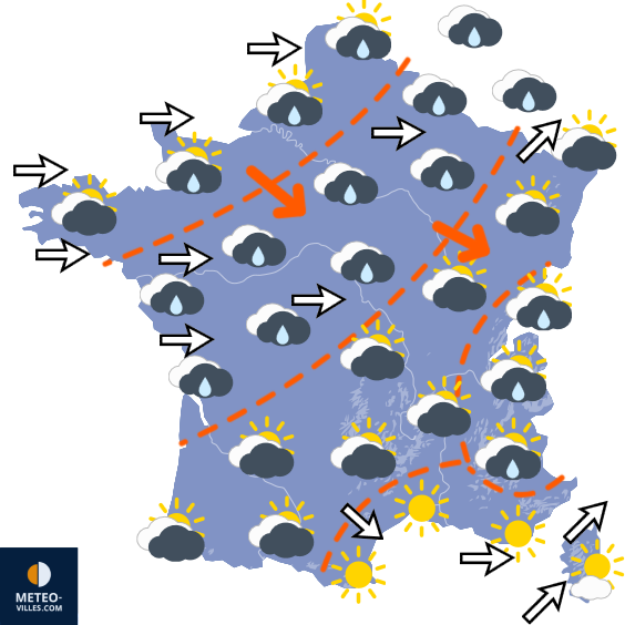 Carte de prévisions du temps du Mercredi 22 juillet 2026