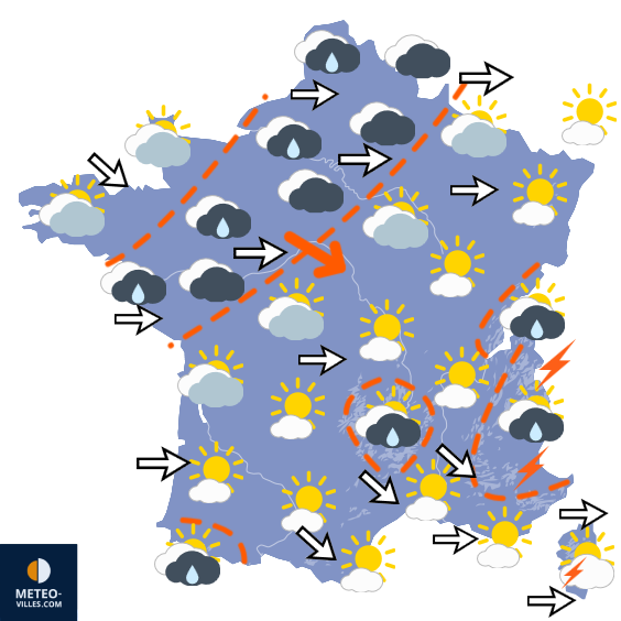 Carte de prévisions du temps du Samedi 25 juillet 2026