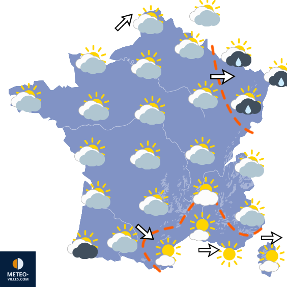 Carte de prévisions du temps du Mardi 21 juillet 2026