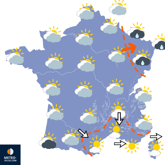 Carte de prévisions du temps du Mercredi 22 juillet 2026