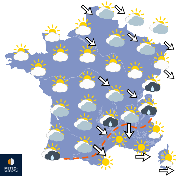 Carte de prévisions du temps du Lundi 27 juillet 2026