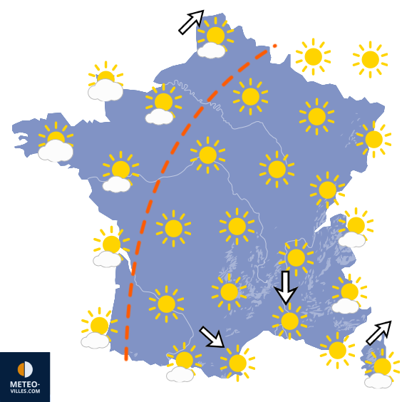 Carte de prévisions du temps du Mardi 21 juillet 2026