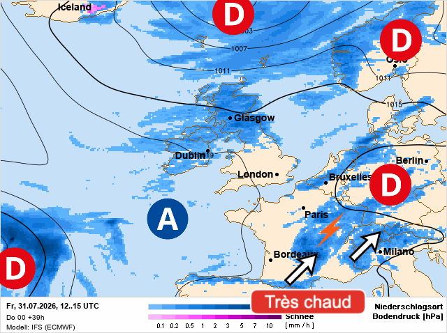 Carte de prévisions d'europe du Friday, July 31, 2026
