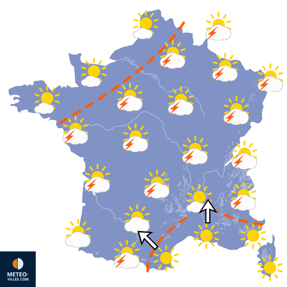 Carte de prévisions du temps du Samedi 1 août 2026