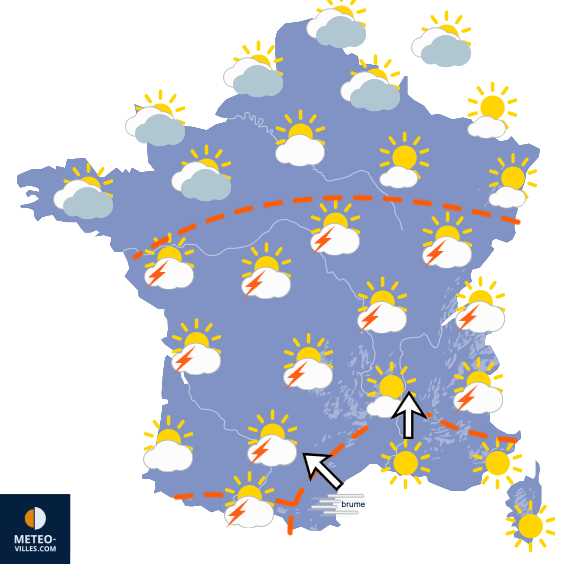 Carte de prévisions du temps du Samedi 1 août 2026
