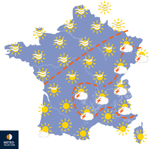Carte de prévisions du temps du Samedi 1 août 2026