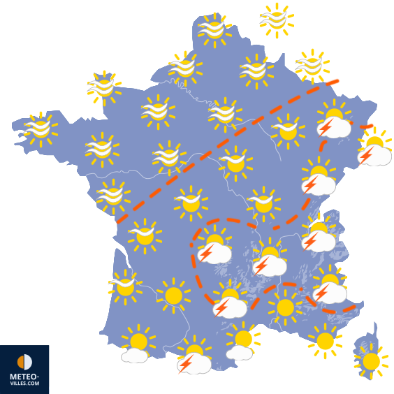 Carte de prévisions du temps du Samedi 1 août 2026