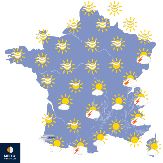 Carte de prévisions du temps du Jeudi 30 juillet 2026