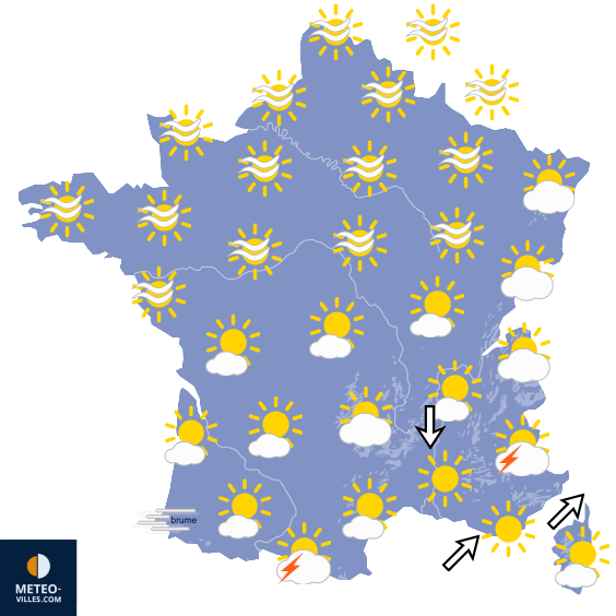 Carte de prévisions du temps du Vendredi 31 juillet 2026
