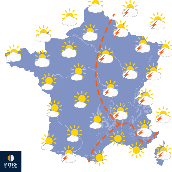 Carte de prévisions du temps du Dimanche 2 août 2026