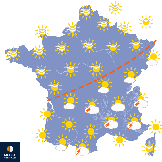 Carte de prévisions du temps du Dimanche 2 août 2026