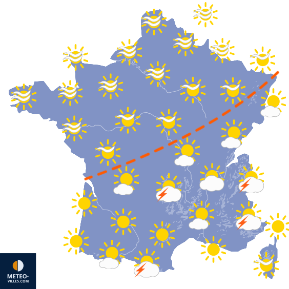 Carte de prévisions du temps du Dimanche 2 août 2026