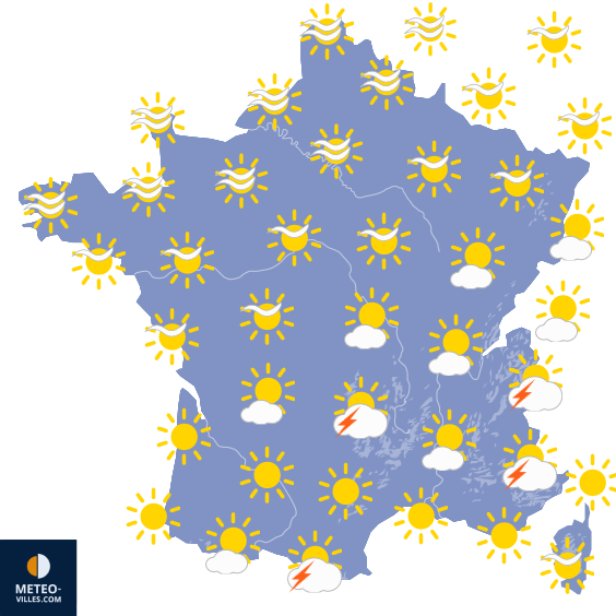 Carte de prévisions du temps du Jeudi 30 juillet 2026