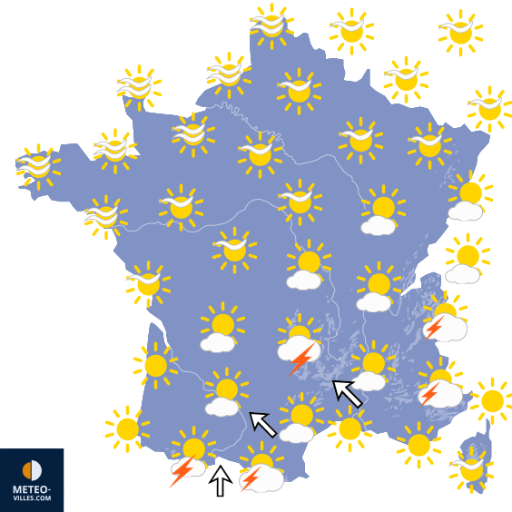 Carte de prévisions du temps du Samedi 1 août 2026