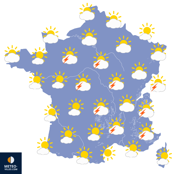 Carte de prévisions du temps du Jeudi 30 juillet 2026
