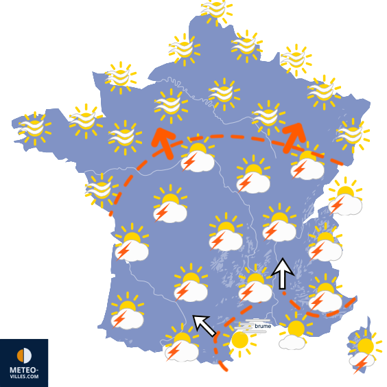 Carte de prévisions du temps du Samedi 1 août 2026