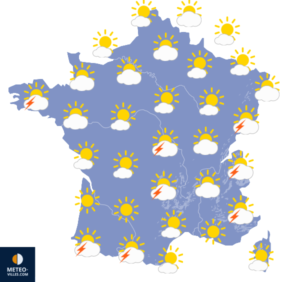 Carte de prévisions du temps du Jeudi 30 juillet 2026