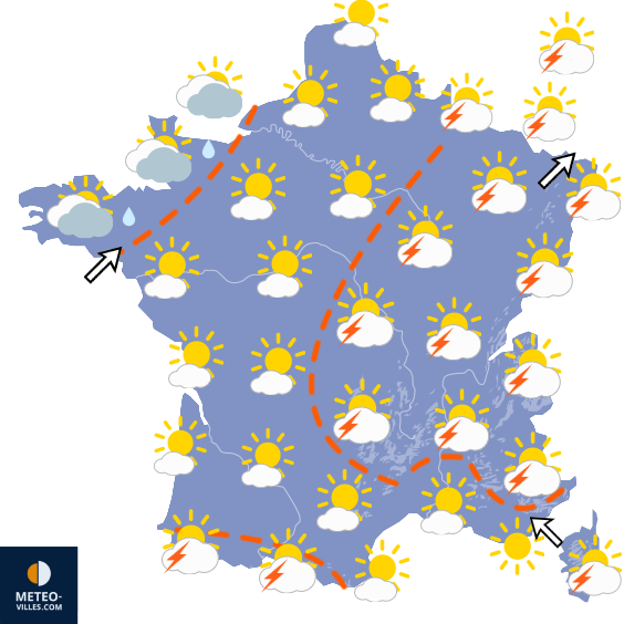 Carte de prévisions du temps du Samedi 1 août 2026