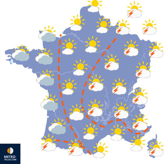 Carte de prévisions du temps du Dimanche 2 août 2026