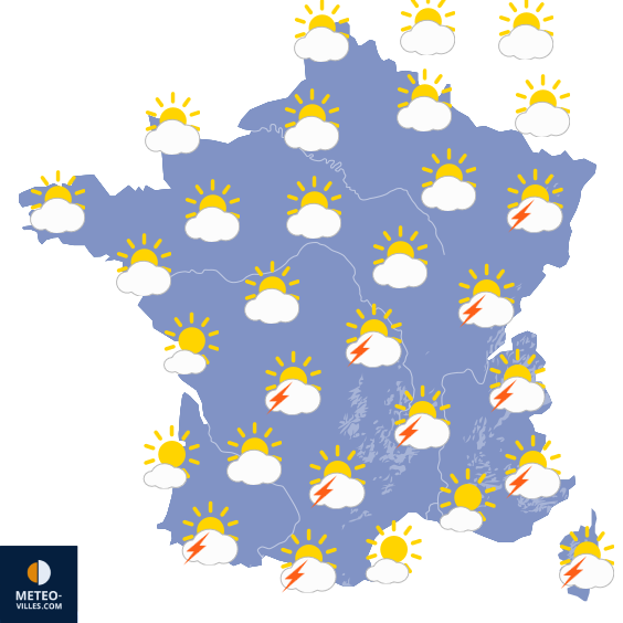 Carte de prévisions du temps du Jeudi 30 juillet 2026