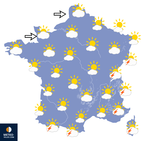 Carte de prévisions du temps du Sunday, August 2, 2026