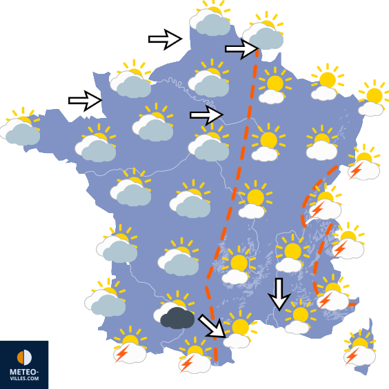 Carte de prévisions du temps du Dimanche 2 août 2026